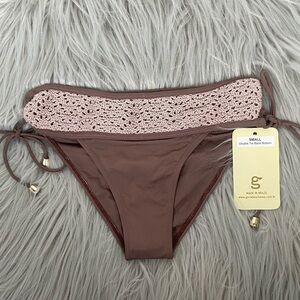 Guria Bikini Bottom Crochet Size Small Color Brown Women's NWT